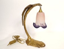 Lampe bronze doré aigle Charles Ranc tulipe pâte verre Art Déco XXè siècle
