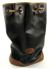 Longchamp Vintage Bag Brown Leather Canvas Coated Black And Tracking