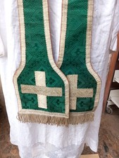 Etole Prêtre Vêtement Liturgique Religion Catholique Verte Galon Frange
