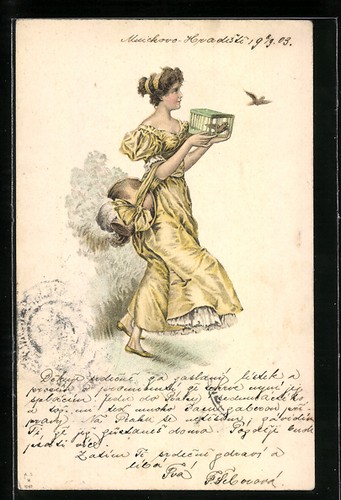 Jeune femme avec - une, cage