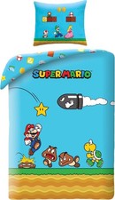 Super- Mario Bombe Lit Set Housse de Couette Bleu Polyester 140x200 Original