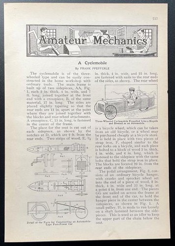 Cyclemobile pedal car 1913 - cyclemobile,