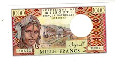 DJIBOUTI Billet 1000 FRANCS ND 1979-1988 P37 CHAMEAUX TRAIN NEUF UNC