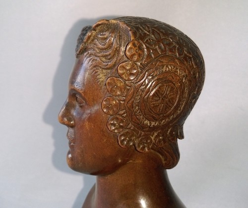 Old woman bust with - bust, walnut