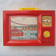 Télévision Tv Musicale Animée Jouet Rétro Vintage Blue Box 1979 Rouge et jaune