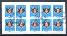 Monaco 2012 • Sg# SB16 coat of arms  booklet 10 self-adhesive FD used/SU-9162