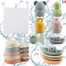 BIQIQI Jouet Bain Bébé, 16 Pièces Jouets de Bain Jouets à Presser Sensoriels ave