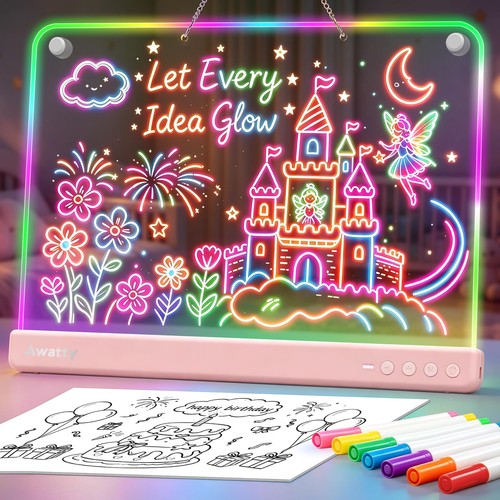 Rose tableau lumineux led - rose,