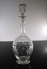 ART DECO GRAND CARAFE A VIN EAU CRISTAL GRAVE DEGAGE D'ACIDE AIGUILLE MEISENTHAL