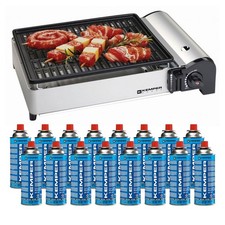 Barbecue portable à gaz de table 1.9 KW grille anti adhesive + 16 cartouches