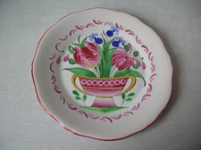 Ancienne assiette Saint Clément décor floral porcelaine signée SC déco cuisine