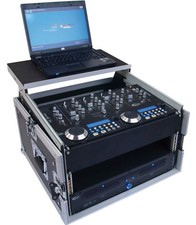 DJ Régie Flight Case pour 6U mixette avec support ordinateur portable et 8U rack