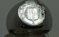  Chevalière acier brillant gravée avec votre blason familial tailles 8 a 13