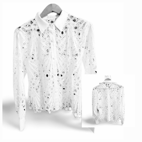 Chemise blanche ajourée - blanche,