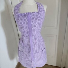 Tablier avec bavette parme imprimé  plis 2 poches coton  vintage 