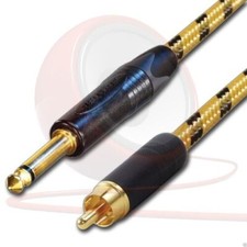 Doré Rca à Jack Audio Câble. Long Jack À Phono Câble Tressé Vintage Cordon