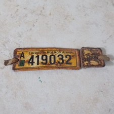 Ancienne plaque fiscale taxe  motocyclettes moto Buenos Aires 1954 Argentine