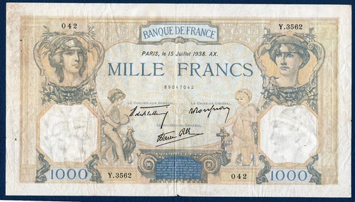 Billet 1000 francs cérès et - billet,