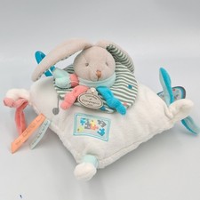 Doudou et compagnie coussin musical lapin blanc bleu rayé Puzzle - 36456