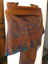 Grand Châle étamine de laine signé PATRICK FREY Maison Frey Paisley Excel 132 cm