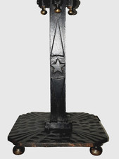 PIED DE LAMPE ART DECO FER FORGÉ MASSIF POUR GLOBE TULIPE MULLER DEGUE...