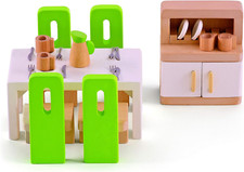 Jouet  - Meubles Salle À Manger Pour Maison De Poupée En Bois - Accessoires Mais