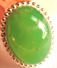 Bague en Chrysoprase précieuse 28.Cts-23 x 19 x 8mm-taille 58-Argent massif