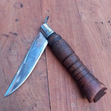 Joli Couteau ARTISANAL PIÉMONTAIS  Manche en Bois Sculpté 