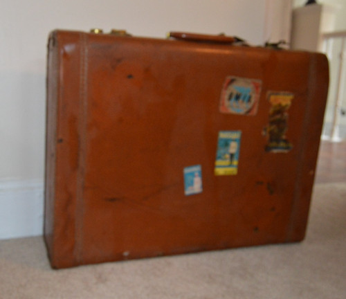 Vintage tan leather hard - leather,