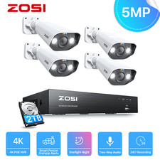 ZOSI 4K PoE Kit Caméra de Surveillance 8CH 5MP NVR et 2To Audio Bidirectionnel 