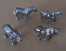 LOT DE 4 KINDER METAL ANIMAUX *CHEVAL / VACHE / ZEBRE / ELEPHANT*