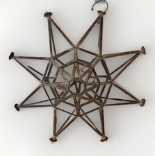 ?Suspension Lanterne En Verre Étoile Extérieur Façon Vitraux Espagnol