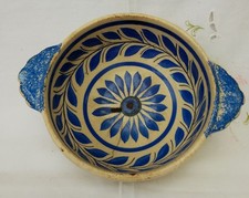 Ancien Vieux Bol A Oreilles Henriot Quimper 70 Décors Fleur Bleue 45CL