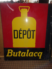 PLAQUE ÉMAILLÉE BUTALACQ DOUBLE FACE no butagaz elf shell bp azur yacco castrol
