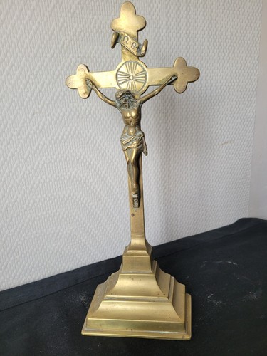 Crucifix ancien laiton bronze - crucifix,