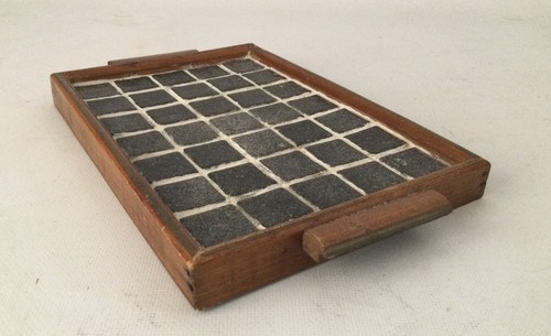Petit plateau bois carreaux - plateau, bois/carreaux