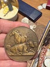 médaille agricole en bronze doré Alphée Dubois vache cheval agriculture animaux