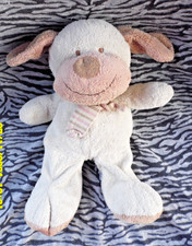 P? NICOTOY THE BABY COLLECTION DOUDOU PELUCHE CHIEN CREME ROSE ECHARPE 25CM TBE