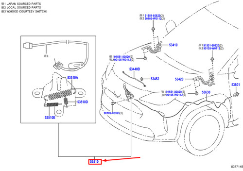 Serrure capot toyota yaris - serrure,