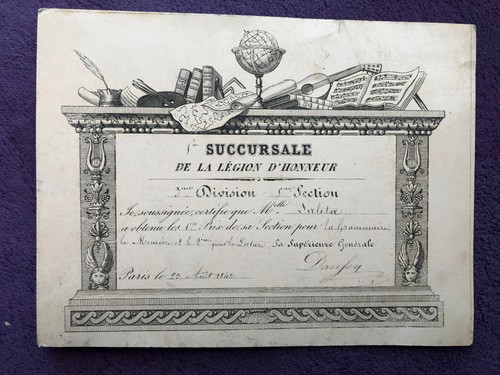 Légion honneur diplôme - d'honneur, :