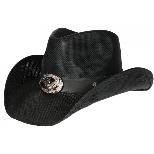 Chapeau cowboy noir paille - noir,