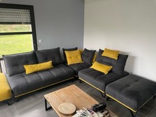 canapé d'angle marque story 340x285 gris/moutarde année 2022