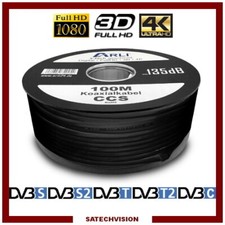 100 m Câble Coaxial 18 PAtCa 135 dB Quintuple Ecran Satellite TV Cable HD 3D 4K