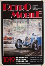 Affiche RETROMOBILE Porte de Versailles Paris 1989 CARLO DEMAND