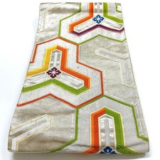 5082# Ceinture Kimono Japonaise Vintage Fukuro Obi Tissu Soie Broderie Tradit...