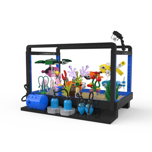 Fish tank aquarium model avec - fish,