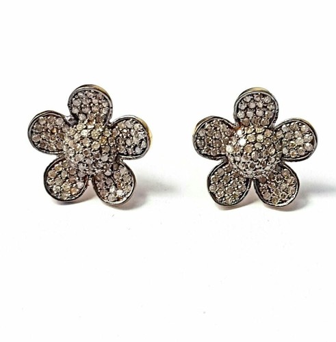 Diamant pavé floral oreille - pavé,