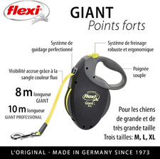 Laisse Enrouleur Flexi laisse Giant Sangle Fluo 8-10M Taille Chien 50 Kg Max