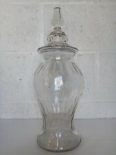 Antique Large Blown Glass Candy Jar Lidded Faceted French
