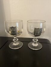 2 Verres A Pied Vin Aperitif Plaque Etain Couronne Le Comte Le Baron Vintage